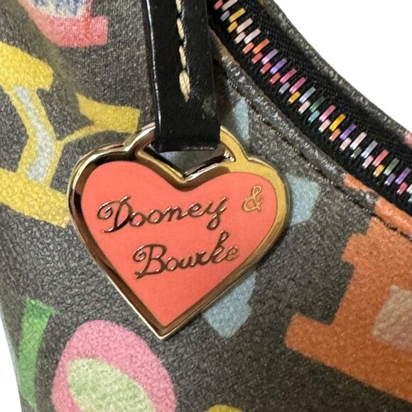 Dooney & Bourke Y2K Black Multi Color Letters Graffiti Signature Hobo Bucket Bag - Picture 12 of 15